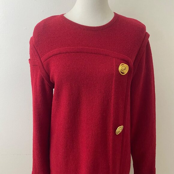Vintage Steve Fabrikant Wool Dress Christmas Holidays Red - Picture 2 of 14